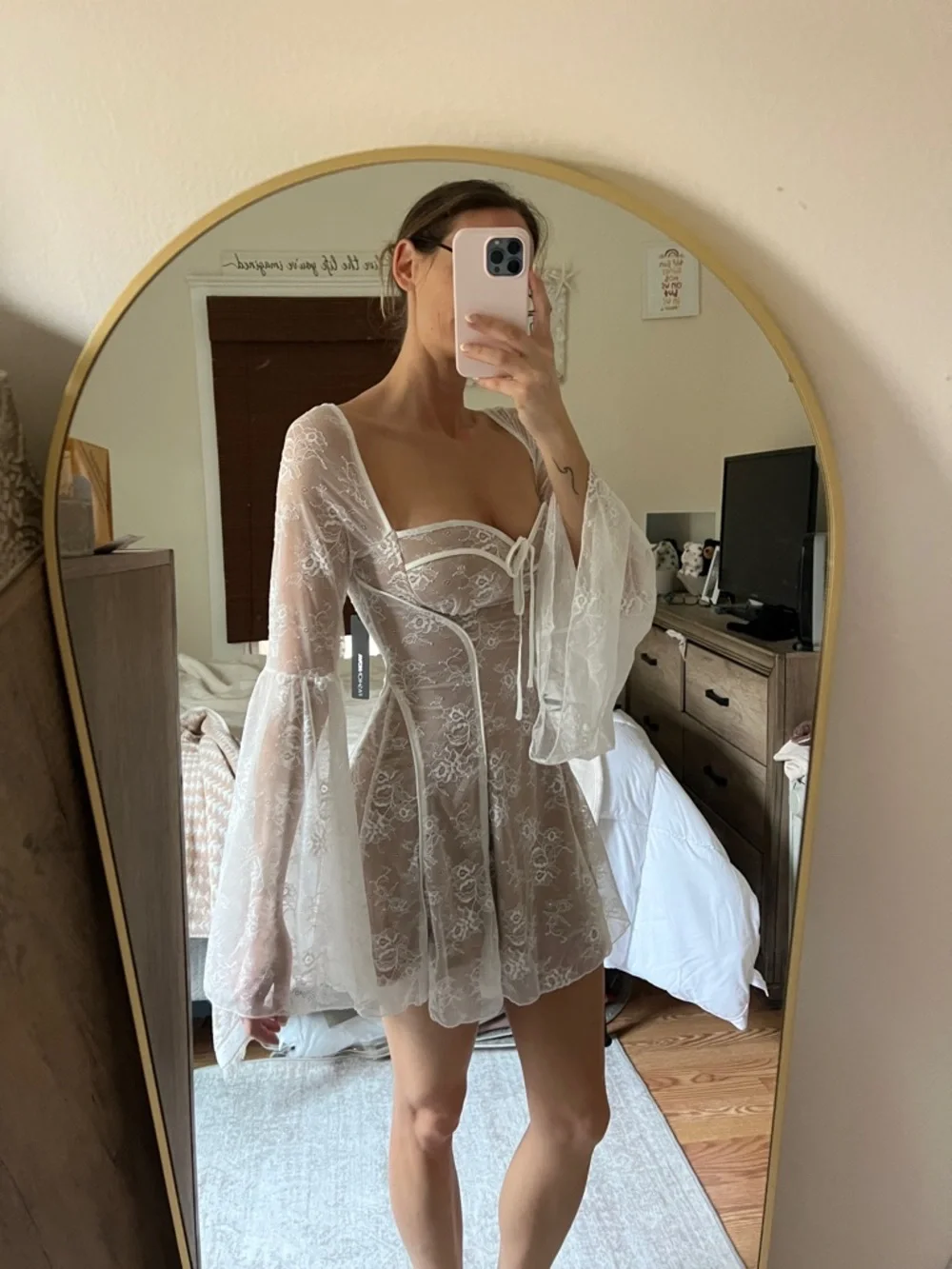 Analise Lace Mini Dress - Nude/combo - Picture 4 of 4